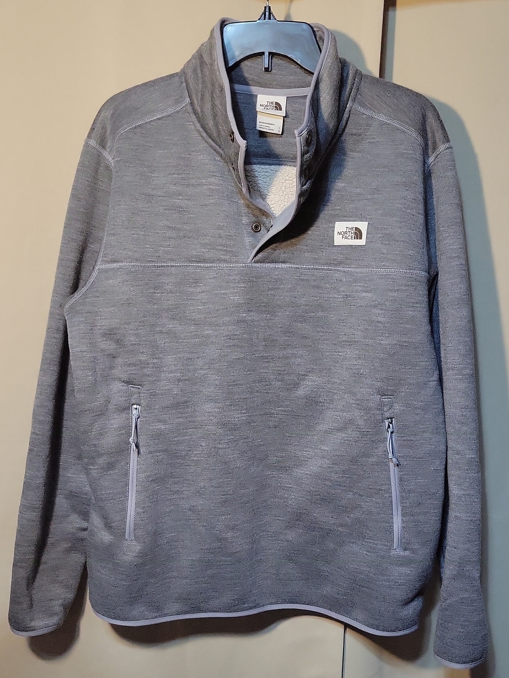 The North Face Gray Sherpa-Lined Pullover Fleece Jacket